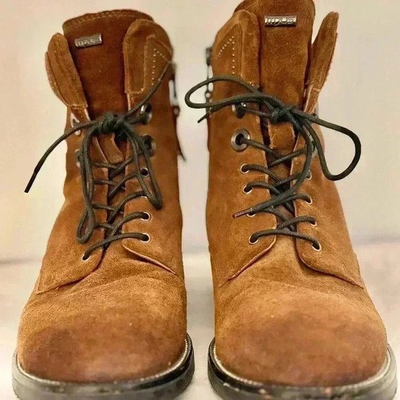 MJUS Women’s Tan Brown Suede Lace Up Side Zip “Gabor” Ankle Bootie Size 8.5 l 39 - Picture 4 of 11